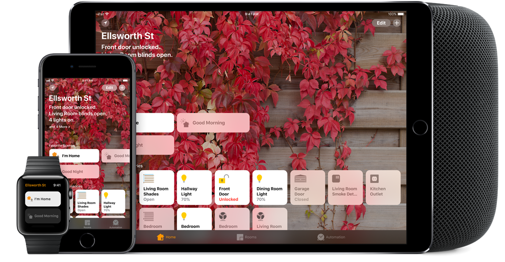 Apple Home-gränssnittet på olika Apple-enheter